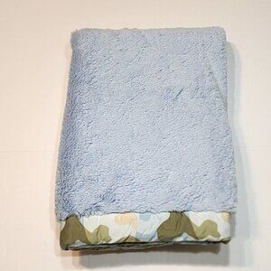 Wendy Bellissimo blue baby boy blanket camo trim